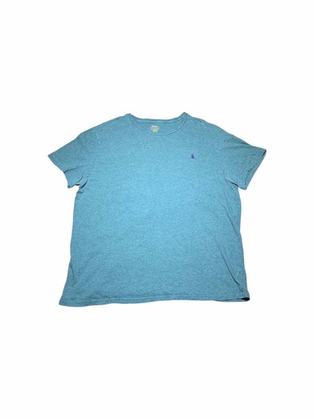 Polo Ralph Lauren Heather Blue Crew Neck T-Shirt with Purple Pony Size XL